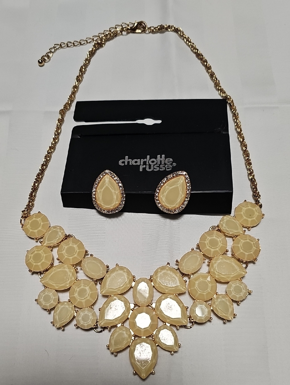Brand NEW Charlotte Russe Gold-Tone Stone Necklace & Earrings